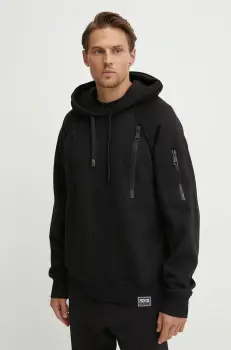 Versace Jeans Couture hanorac de bumbac barbati, culoarea negru, cu gluga, neted, 77GAI307 F0002 imagine