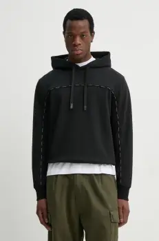 Versace Jeans Couture hanorac de bumbac barbati, culoarea negru, cu gluga, neted, 78GAI3H1 F0010 imagine