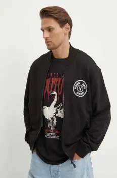 Versace Jeans Couture hanorac de bumbac barbati, culoarea negru, cu imprimeu, 77GAIT04 CF00T imagine