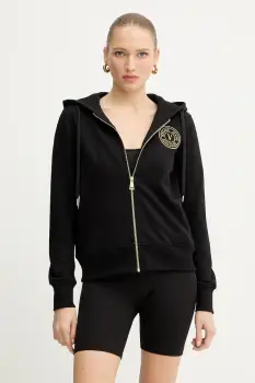 Versace Jeans Couture hanorac de bumbac culoarea negru, cu gluga, uni, 79HAIT00 CF01T imagine