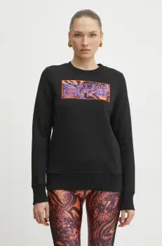 Versace Jeans Couture hanorac de bumbac femei, culoarea negru, cu imprimeu, 78HAIE04 CF00E imagine