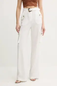 Versace Jeans Couture pantaloni culoarea bej, drept, high waist, 78HAA109 N0433 imagine