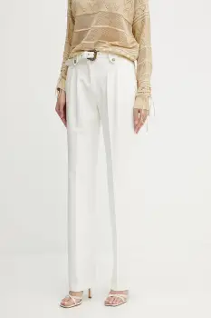 Versace Jeans Couture pantaloni culoarea bej, drept, high waist, 78HAA111 N0356 imagine