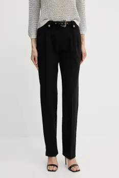 Versace Jeans Couture pantaloni culoarea negru, drept, high waist, 78HAA111 N0356 imagine