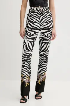 Versace Jeans Couture pantaloni culoarea negru, drept, high waist, 78HAA1P1 NS641 imagine