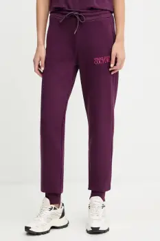 Versace Jeans Couture pantaloni de trening din bumbac culoarea bordo, cu imprimeu, 79HAAT06 CF01T imagine