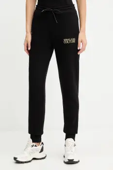 Versace Jeans Couture pantaloni de trening din bumbac culoarea negru, cu imprimeu, 79HAAT06 CF01T imagine