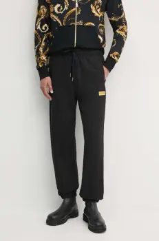 Versace Jeans Couture pantaloni de trening din bumbac culoarea negru, neted, 77GAAT08 CF00T imagine