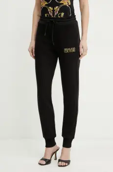 Versace Jeans Couture pantaloni de trening din bumbac femei, culoarea negru, neted, 78HAAT06 CF01T imagine
