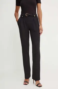 Versace Jeans Couture pantaloni femei, culoarea negru, drept, high waist, 77HAA117 N0394 imagine