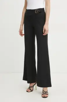 Versace Jeans Couture pantaloni femei, culoarea negru, drept, high waist, 78HAA104 N0356 imagine
