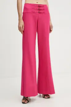 Versace Jeans Couture pantaloni femei, culoarea roz, lat, high waist, 77HAA116 N0394 imagine