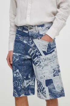 Versace Jeans Couture pantaloni scurti jeans barbati, culoarea albastru marin, 76GAD51C DW074SS0 imagine