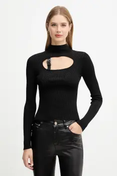 Versace Jeans Couture pulover culoarea negru, light, cu turtleneck, 79HAFM16 CMH23 imagine
