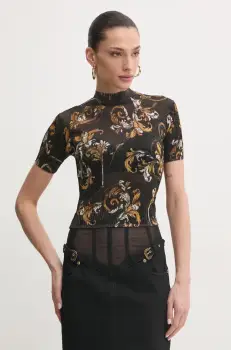 Versace Jeans Couture pulover femei, culoarea negru, light, cu turtleneck, 78HAFM07 CMN45 imagine