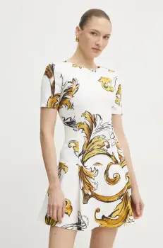 Versace Jeans Couture rochie culoarea alb, mini, evazati, 78HAO908 NS636 imagine