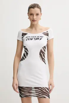 Versace Jeans Couture rochie culoarea alb, mini, mulata, 78HAO9A6 J0020 imagine