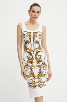 Versace Jeans Couture rochie culoarea alb, mini, mulata, 78HAO9P6 JS473 imagine