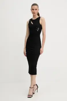 Versace Jeans Couture rochie culoarea negru, midi, mulata, 79HAO908 J0092 imagine