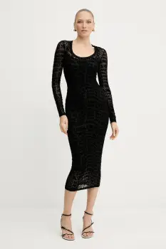 Versace Jeans Couture rochie culoarea negru, midi, mulata, 79HAO920 JS490 imagine