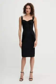 Versace Jeans Couture rochie culoarea negru, midi, mulata, 79HAO94M DT037 imagine