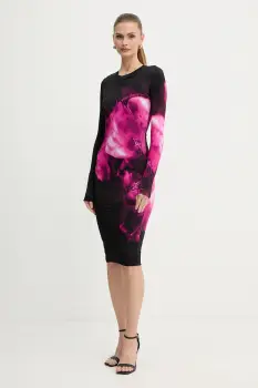 Versace Jeans Couture rochie culoarea negru, midi, mulata, 79HAO9P0 JS526 imagine