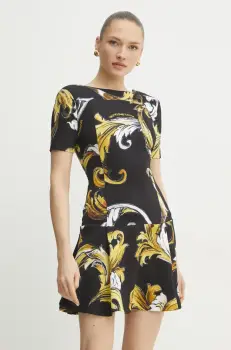 Versace Jeans Couture rochie culoarea negru, mini, evazati, 78HAO908 NS636 imagine