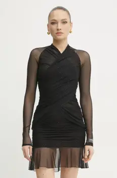 Versace Jeans Couture rochie culoarea negru, mini, mulata, 78HAO971 J0192 imagine