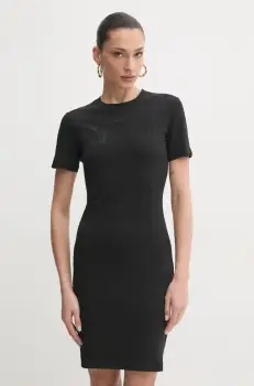 Versace Jeans Couture rochie culoarea negru, mini, mulata, 78HAOS04 CJ01S imagine