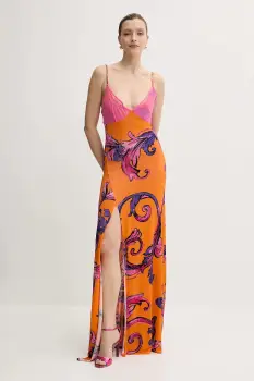 Versace Jeans Couture rochie culoarea portocaliu, maxi, drept, 78HAO900 JS471 imagine