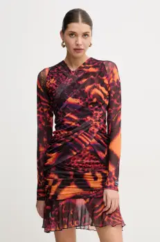 Versace Jeans Couture rochie culoarea portocaliu, mini, mulata, 78HAO971 JS467 imagine