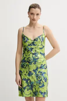 Versace Jeans Couture rochie culoarea verde, mini, drept, 78HAO9B6 JS443 imagine