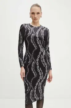 Versace Jeans Couture rochie de catifea culoarea negru, mini, mulata, 77HAO9B0 JS367 imagine