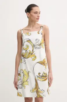 Versace Jeans Couture rochie din denim culoarea alb, mini, drept, 78HAO954 ES138SS0 imagine