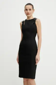 Versace Jeans Couture rochie jeans culoarea negru, mini, mulata, 78HAO913 N0507 imagine