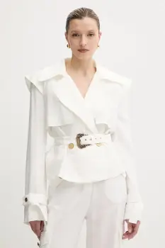 Versace Jeans Couture sacou culoarea alb, cu doua randuri de nasturi, neted, 78HAS404 N0433 imagine
