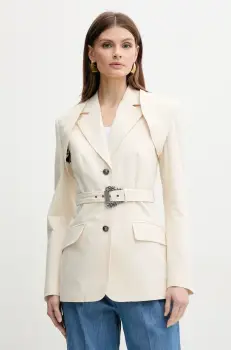 Versace Jeans Couture sacou culoarea bej, un singur rand de nasturi, uni, 78HAQ705 N0439 imagine