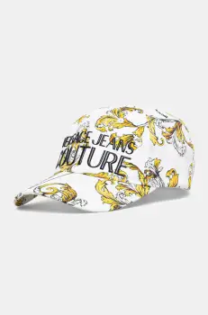 Versace Jeans Couture sapca de baseball din bumbac femei, culoarea alb, cu imprimeu, 78HAZK10 ZG364 imagine