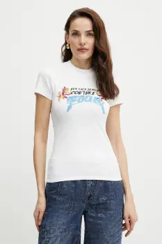 Versace Jeans Couture tricou culoarea alb, 78HAH606 J0035 imagine