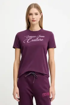 Versace Jeans Couture tricou culoarea bordo, 79HAHT05 CJ03T imagine