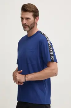 Versace Jeans Couture tricou din bumbac barbati, cu imprimeu, 77GAHC02 CJ01C imagine