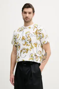 Versace Jeans Couture tricou din bumbac barbati, culoarea alb, modelator, 78GAH6S0 JS458 imagine