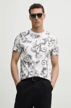 Versace Jeans Couture tricou din bumbac barbati, culoarea alb, modelator, 78GAH6S0 JS458 imagine