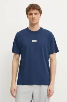 Versace Jeans Couture tricou din bumbac barbati, culoarea albastru marin, cu imprimeu, 78GAHT08 CJ00T imagine