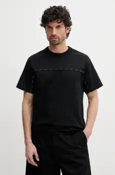 Versace Jeans Couture tricou din bumbac barbati, culoarea negru, cu imprimeu, 78GAH616 J0005 imagine