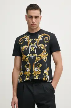 Versace Jeans Couture tricou din bumbac barbati, culoarea negru, modelator, 78GAH6SB JS461 imagine