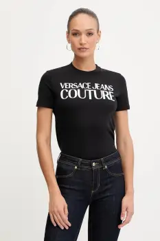 Versace Jeans Couture tricou din bumbac culoarea negru, 79HAHE05 CJ00E imagine