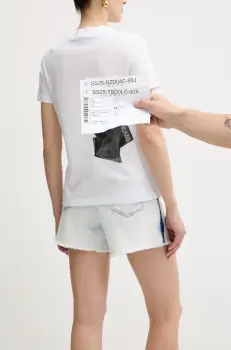 Versace Jeans Couture tricou din bumbac femei, culoarea alb, 78HAHE05 CJ00E imagine