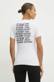 Versace Jeans Couture tricou femei, culoarea alb, 78HAHC07 CJ02C imagine