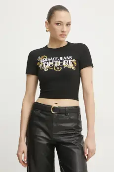 Versace Jeans Couture tricou femei, culoarea negru, 78HAHC05 CJ02C imagine